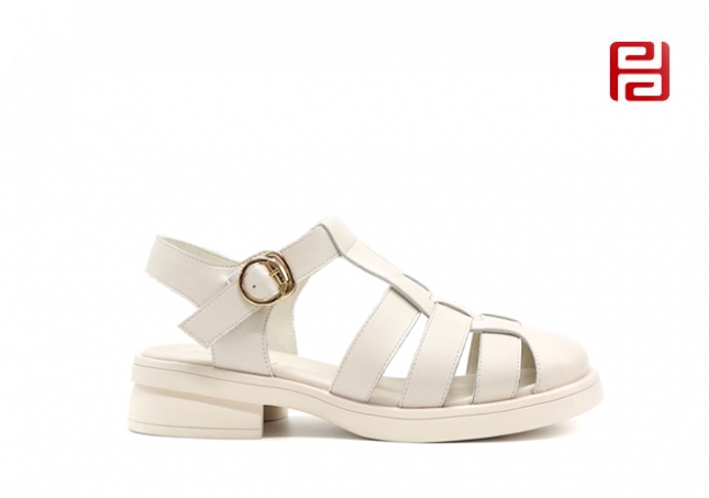 福連升夏季女鞋涼鞋復古森系羅馬鞋皮質(zhì)面料