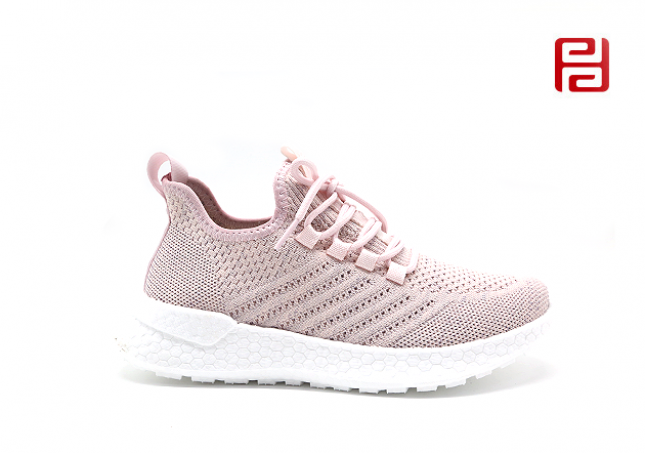 福連升休閑運(yùn)動(dòng)女鞋飛織透氣輕便爆米花鞋底